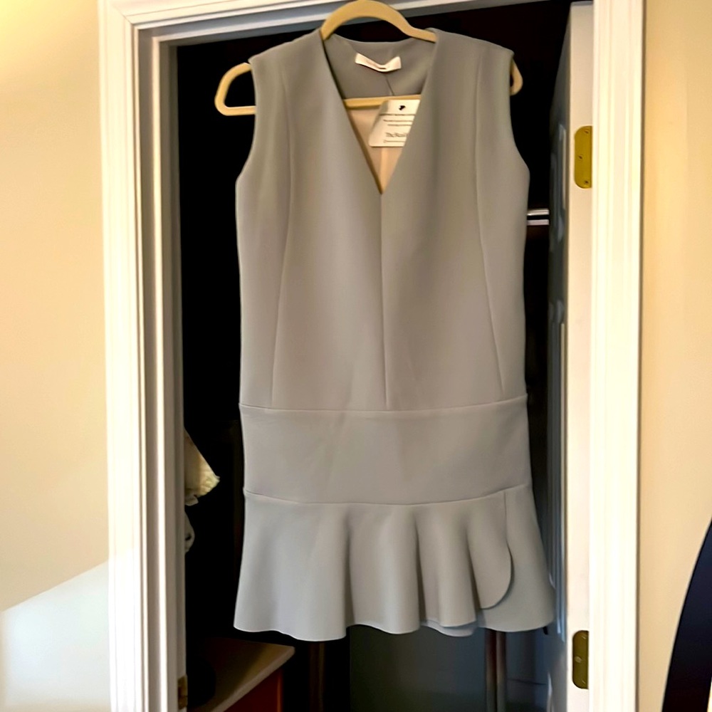 See by Chloe Gray sleeveless wool mini dress.